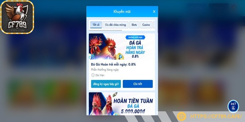 Khuyến mãi CF789 mới nhất được cập nhật liên tục tại hệ thống